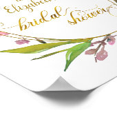 Poster Fleurs de Cerisier Cadre Doré Baby Shower de Maria (Coin)