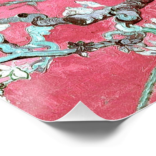 Poster Fleurs de cerisier de Van Gogh rose bleu (Coin)