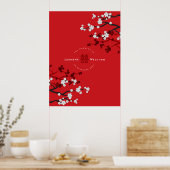 Poster Fleurs de cerisier et double bonheur Mariage chino (Cuisine)
