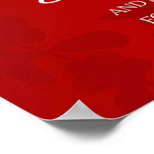 Poster Fleurs de cerisier Rouge Noir Blanc (Coin)