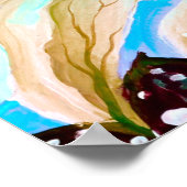 Poster Fleurs de cerisier Sakura japonaises en bleu Aqua (Coin)