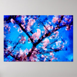 Poster Fleurs de cerisiers   Hommage à van Gogh et Monet
