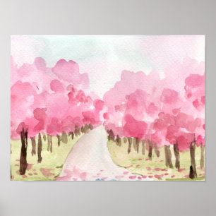 Poster Fleurs de cerisiers Les deux côtés