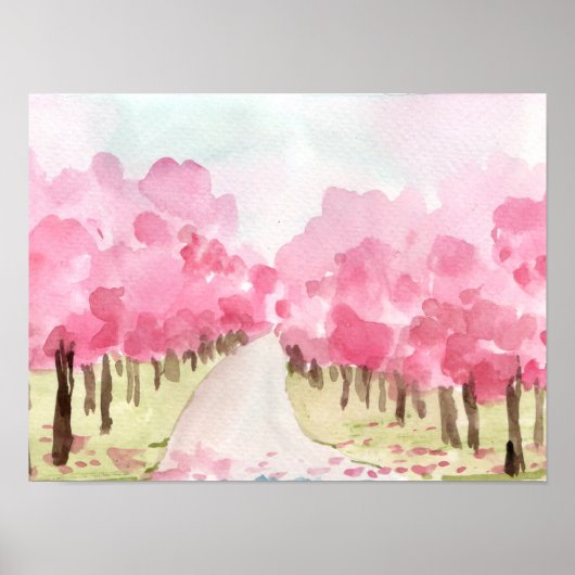 Poster Fleurs de cerisiers Les deux côtés (Devant)