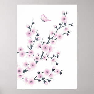 Poster Fleurs de cerisiers roses