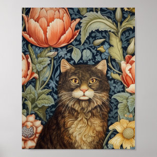 Poster Fleurs de chat Brown et de pivoine Art nouveau