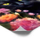 Poster Fleurs de chats noirs Jardin Chat 736 (Coin)