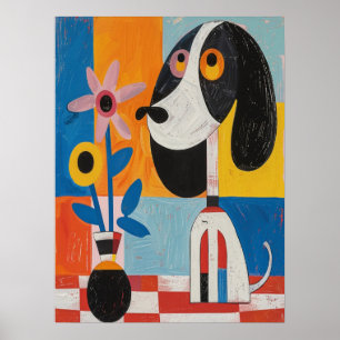 Poster Fleurs de chien Abstraites colorées peinture de pé