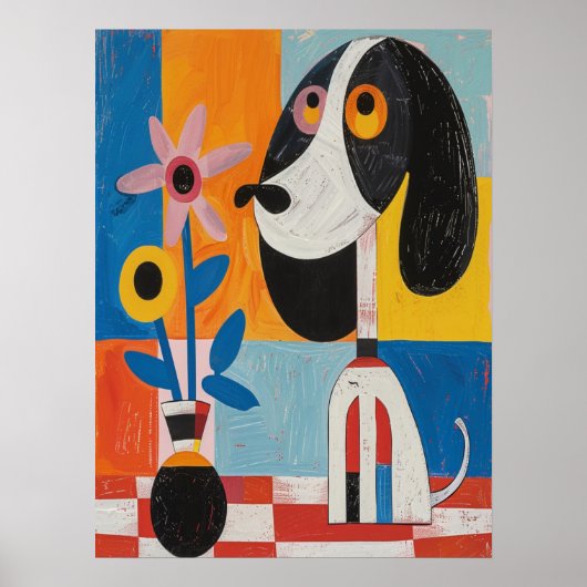 Poster Fleurs de chien Abstraites colorées peinture de pé (Devant)