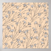 Poster fleurs de cloches motifs transparentes pastel line (Devant)