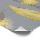 Poster Fleurs de cône élégantes modernes or jaune gris (Coin)