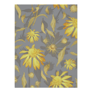 Poster Fleurs de cône gris jaune or moderne