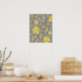 Poster Fleurs de cône gris jaune or moderne (Cuisine)