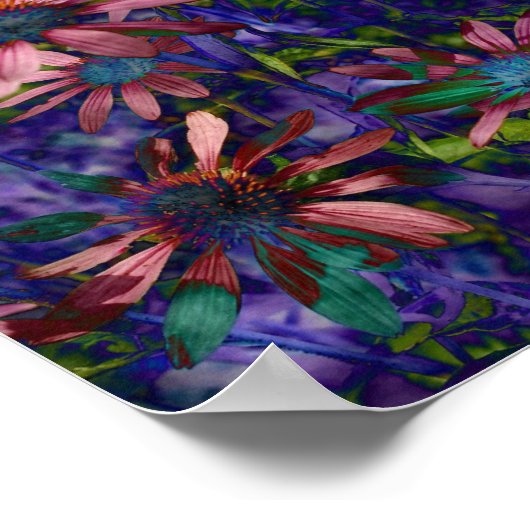 Poster Fleurs De Cône Violet Et Bleu (Coin)