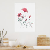 Poster Fleurs de coquelicot aquarelle (Cuisine)