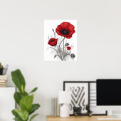 Poster Fleurs de coquelicot rouges (Bureau à domicile)