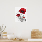 Poster Fleurs de coquelicot rouges (Cuisine)