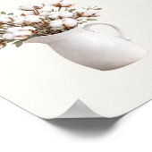 Poster Fleurs de coton dans un pichet blanc Botanique Fer (Coin)