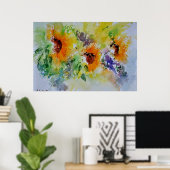 Poster fleurs de couleur aquarelle (Bureau à domicile)