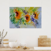 Poster fleurs de couleur aquarelle (Cuisine)