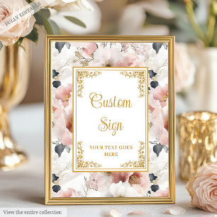 Poster Fleurs de couleur pâle et panneau personnalisé mar