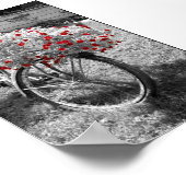 Poster Fleurs de couleur rouge isolée Vélo noir et blanc (Coin)