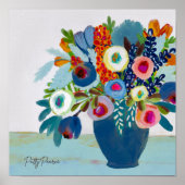 Poster Fleurs de couleurs vives dans un vase (Devant)