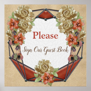 Poster Fleurs de cuir sur Crème Suede livre d'hôtes