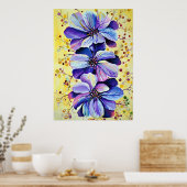 Poster Fleurs de Delphinium, peinture aquarelle (Cuisine)