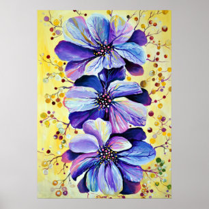 Poster Fleurs de Delphinium, peinture aquarelle