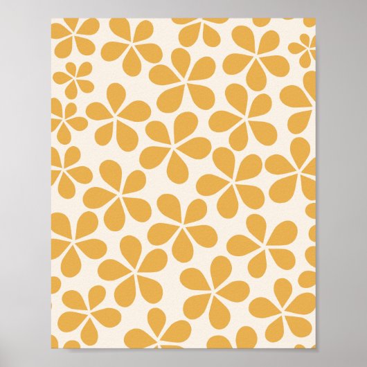Poster Fleurs De Faisée 06 Moutarde Jaune Et Crème Blanc (Devant)