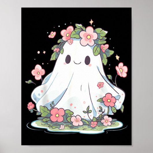 Poster Fleurs de fantôme d'Halloween Femmes Filles Hallow (Devant)