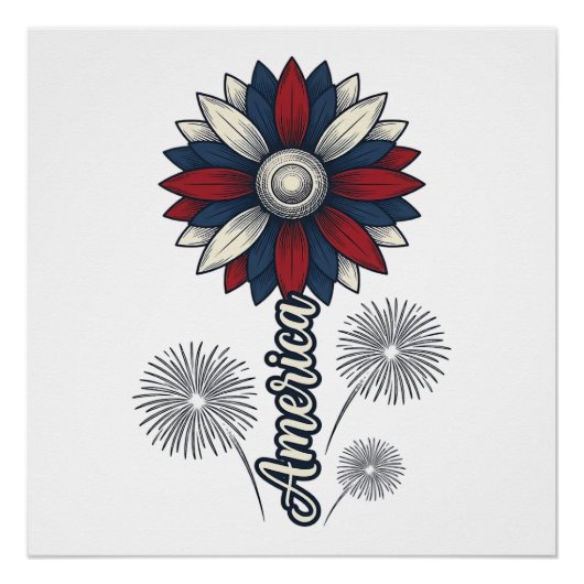 Poster Fleurs de feu d'artifice vectoriel de conception p (Devant)