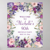 Poster Fleurs de feuillage floral rose pourpre pour 90e a (Devant)