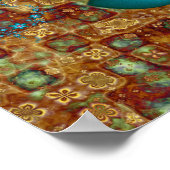 Poster Fleurs de fractale turquoise (Coin)