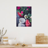 Poster Fleurs de géranium de jardin roses et blanches (Cuisine)