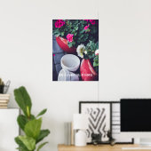 Poster Fleurs de géranium de jardin roses et blanches (Bureau à domicile)