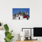 Poster Fleurs de géranium et maisons de trulli à Alberobe (Bureau à domicile)