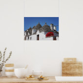 Poster Fleurs de géranium et maisons de trulli à Alberobe (Cuisine)