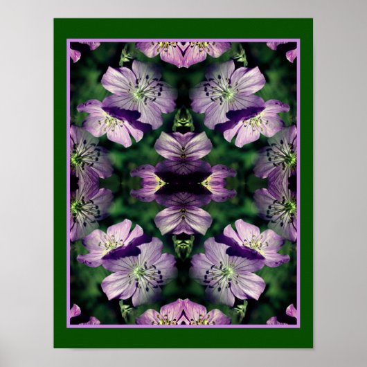 Poster Fleurs de géranium violet Multipliées Abstraites (Devant)