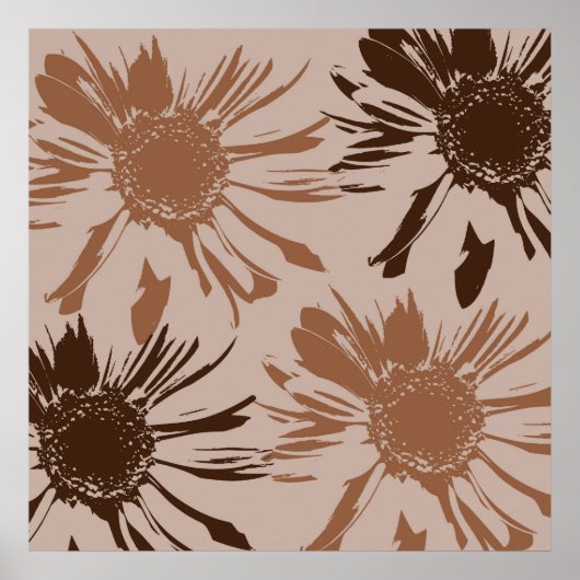 Poster Fleurs de Gerbera Brown Terre (Devant)