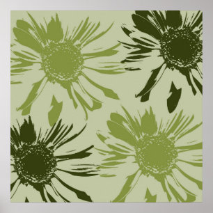Poster Fleurs de Gerbera verte de chaux