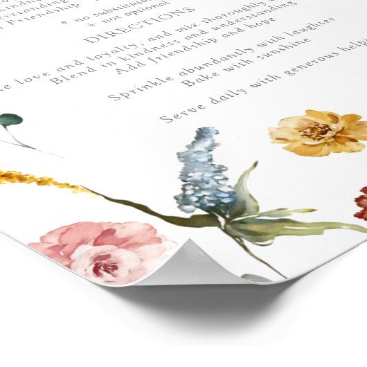 Poster Fleurs de Jardin Recette pour une Union Heureuse A (Coin)