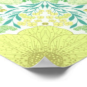 Poster Fleurs de jardin rétro en vert et jaune (Coin)
