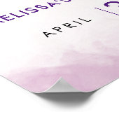 Poster Fleurs de jardin violet et rose Baby shower fille (Coin)