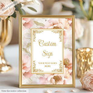 Poster Fleurs de jouvence moderne avec accents d'or panne