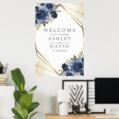 Poster Fleurs de la Marine Aquarelle Florale Mariage Bien (Bureau à domicile)