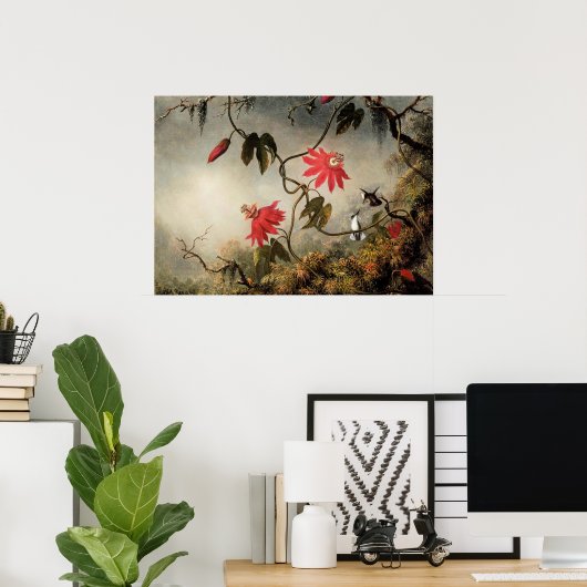 Poster Fleurs de la passion avec colibris (Bureau à domicile)