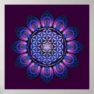 Poster FLEURS DE LA VIE / Blume des Lebens - Mandala II