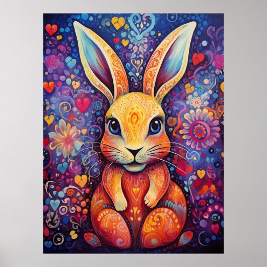 Poster Fleurs de lapin coeur pourpre (Devant)